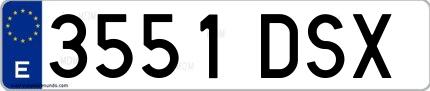 Ejemplo de matrícula española 3551 DSX