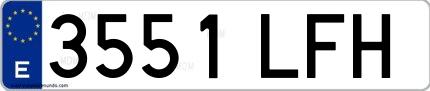 Ejemplo de matrícula española 3551 LFH