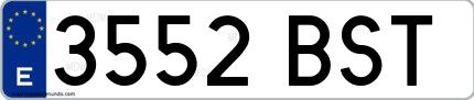 Ejemplo de matrícula española 3552 BST