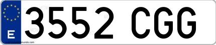 Ejemplo de matrícula española 3552 CGG