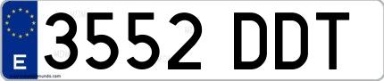 Ejemplo de matrícula española 3552 DDT