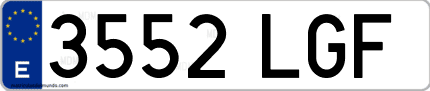 Ejemplo de matrícula de coche ordinaria 3552 LGF