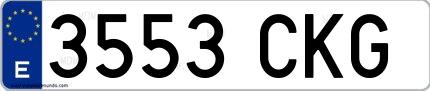 Ejemplo de matrícula española 3553 CKG