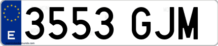 Ejemplo de matrícula de coche ordinaria 3553 GJM