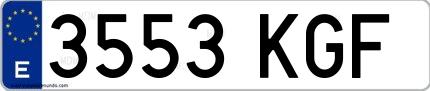Ejemplo de matrícula española 3553 KGF