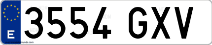 Ejemplo de matrícula de coche ordinaria 3554 GXV