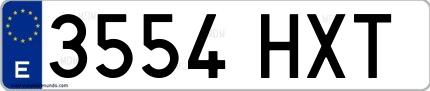 Ejemplo de matrícula española 3554 HXT