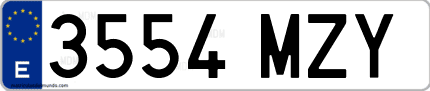 Ejemplo de matrícula de coche ordinaria 3554 MZY