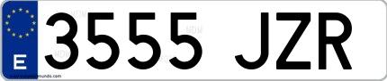 Ejemplo de matrícula española 3555 JZR