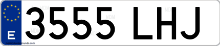 Ejemplo de matrícula de coche ordinaria 3555 LHJ