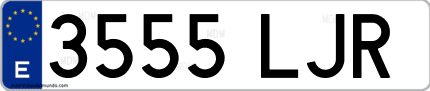 Ejemplo de matrícula de coche ordinaria 3555 LJR