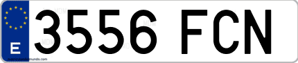 Ejemplo de matrícula de coche ordinaria 3556 FCN