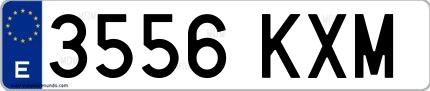Ejemplo de matrícula española 3556 KXM