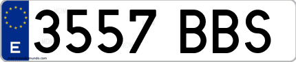 Ejemplo de matrícula de coche ordinaria 3557 BBS
