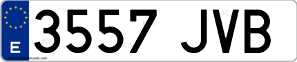 Ejemplo de matrícula de coche ordinaria 3557 JVB