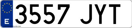 Ejemplo de matrícula de coche ordinaria 3557 JYT