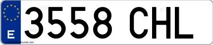 Ejemplo de matrícula española 3558 CHL