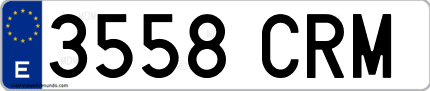 Ejemplo de matrícula de coche ordinaria 3558 CRM