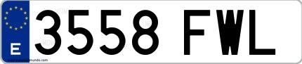 Ejemplo de matrícula española 3558 FWL