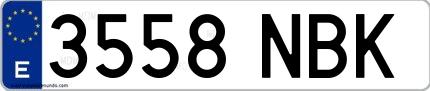 Ejemplo de matrícula española 3558 NBK