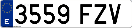 Ejemplo de matrícula de coche ordinaria 3559 FZV