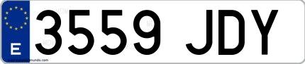 Ejemplo de matrícula española 3559 JDY