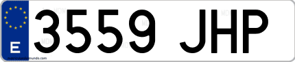 Ejemplo de matrícula de coche ordinaria 3559 JHP
