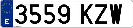 Ejemplo de matrícula de coche ordinaria 3559 KZW