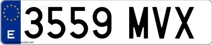Ejemplo de matrícula española 3559 MVX