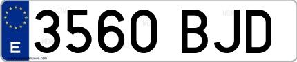Ejemplo de matrícula española 3560 BJD