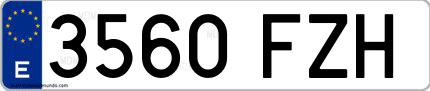 Ejemplo de matrícula española 3560 FZH