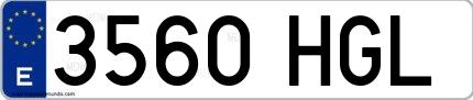 Ejemplo de matrícula española 3560 HGL