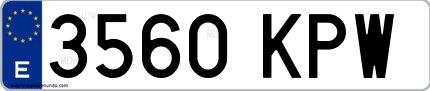 Ejemplo de matrícula española 3560 KPW