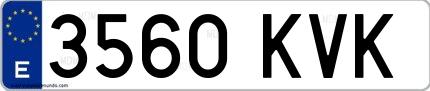 Ejemplo de matrícula española 3560 KVK