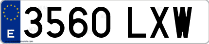Ejemplo de matrícula de coche ordinaria 3560 LXW