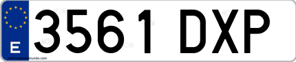 Ejemplo de matrícula de coche ordinaria 3561 DXP