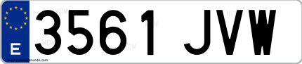 Ejemplo de matrícula española 3561 JVW