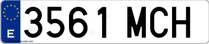 Ejemplo de matrícula española 3561 MCH