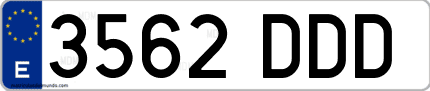 Ejemplo de matrícula de coche ordinaria 3562 DDD