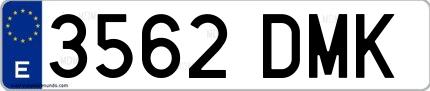 Ejemplo de matrícula española 3562 DMK