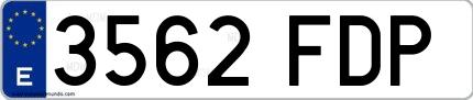 Ejemplo de matrícula española 3562 FDP