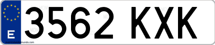Ejemplo de matrícula de coche ordinaria 3562 KXK