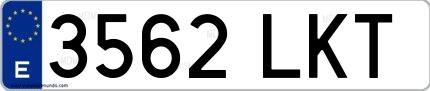 Ejemplo de matrícula española 3562 LKT