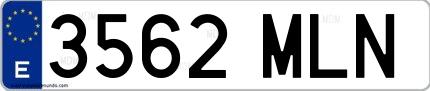 Ejemplo de matrícula española 3562 MLN