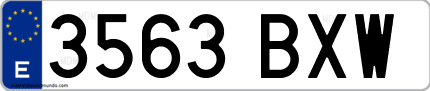 Ejemplo de matrícula de coche ordinaria 3563 BXW