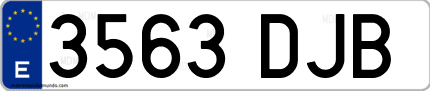 Ejemplo de matrícula de coche ordinaria 3563 DJB