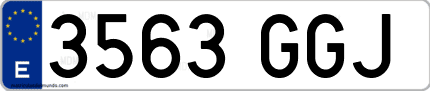 Ejemplo de matrícula de coche ordinaria 3563 GGJ