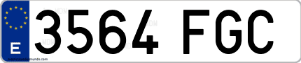 Ejemplo de matrícula de coche ordinaria 3564 FGC