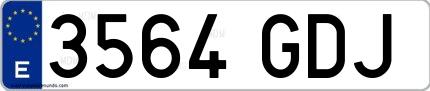 Ejemplo de matrícula española 3564 GDJ
