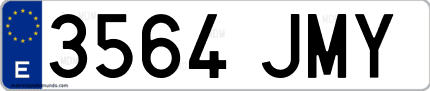 Ejemplo de matrícula de coche ordinaria 3564 JMY